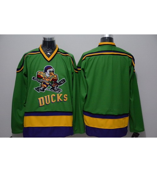 Custom Anaheim Mighty Ducks Blank Movie Hockey Jersey Green